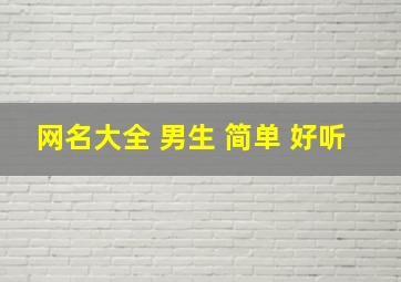 网名大全 男生 简单 好听